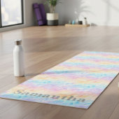 Tapis De Yoga Personalized Pastel Watercolor Waves