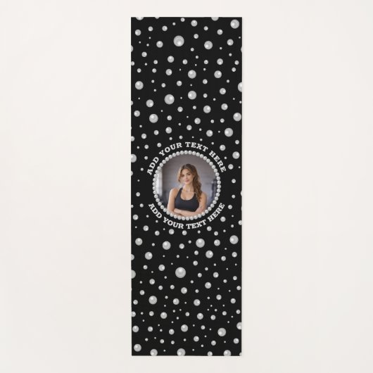 Tapis De Yoga Personalized Photo with Pearls Circle on Black (Devant)