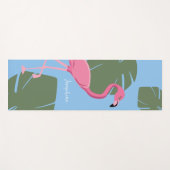 Tapis De Yoga Personalized Pink Flamingo with Tropical Leaves (Devant (Horizontal))