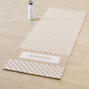 Tapis De Yoga Personnalisé À damiers Lumière Neutre Unique C