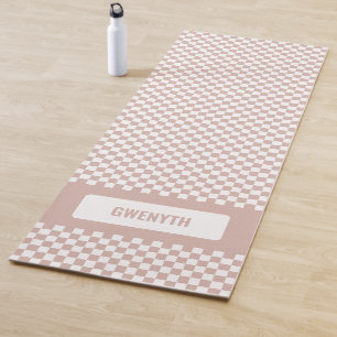 Tapis De Yoga Personnalisé À damiers rose pâle rose double fa