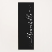 Tapis de yoga personnalisé avec nom noir et blanc (Devant)