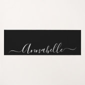 Tapis de yoga personnalisé avec nom noir et blanc (Devant (Horizontal))