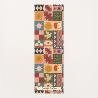 Tapis De Yoga Personnalisé Bohème Céleste Patchwork Mystique