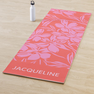 Tapis De Yoga Personnalisé Botanique Rose Rouge Wellness Fitness