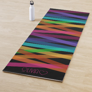 Tapis De Yoga Personnalisé Monogramme Coloré Divisé
