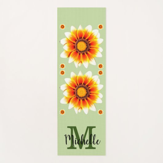 Tapis De Yoga Personnalisé Monogramme Floral (Devant)