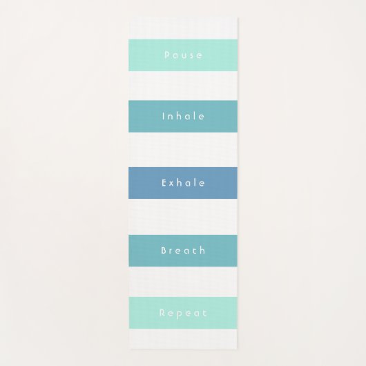 Tapis De Yoga Personnalisé Vert Bleu Pause Inhale Exhale Respira (Devant)