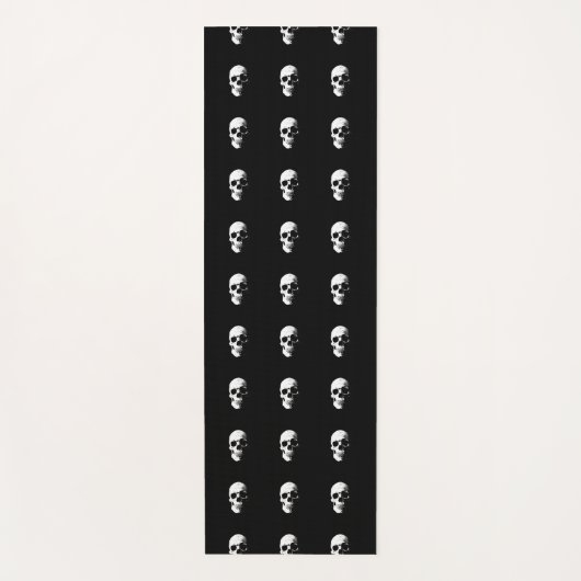 Tapis De Yoga Personnaliser Black & White Skull Modèle Fitness (Devant)