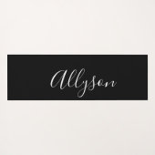 Tapis De Yoga Personnaliser le nom Vertical White Script, Noir (Dos (Horizontal))