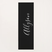 Tapis De Yoga Personnaliser le nom Vertical White Script, Noir (Dos)