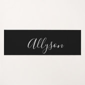 Tapis De Yoga Personnaliser le nom Vertical White Script, Noir (Devant (Horizontal))