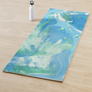 Tapis De Yoga Personnaliser Moderne Abstrait Art Modèle Bleu