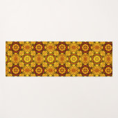 Tapis De Yoga Pétales Abstraites Or Et Orange Fleur Design (Devant (Horizontal))