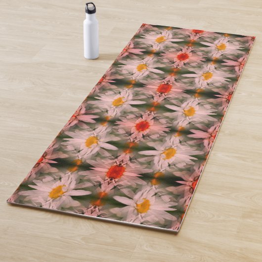 Tapis De Yoga Pétales de Fleur Blancs Abstraits (En situation)