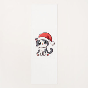 Tapis De Yoga Petit chaton de Noël portant le chapeau de Père No