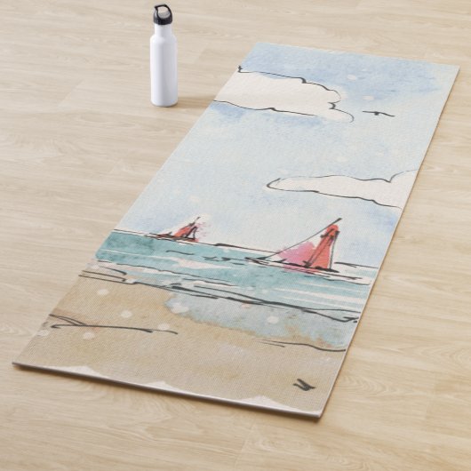 Tapis De Yoga Phare bleu et blanc (En situation)