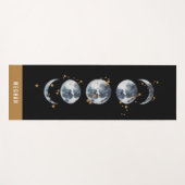 Tapis De Yoga Phase de la lune étoilée céleste | Black (Devant (Horizontal))