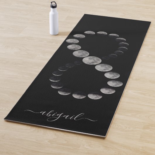 Tapis De Yoga Phases de lune céleste | Nom personnalisé (En situation)