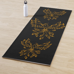 Tapis De Yoga Phoenix de cuivre se lève sur noir