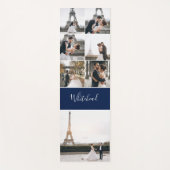Tapis De Yoga Photo Collage Navy Monogramme moderne (Devant)