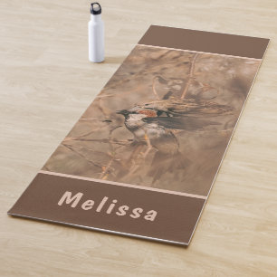 Tapis De Yoga Photo de la nature d'oiseaux moineaux brun rustiqu