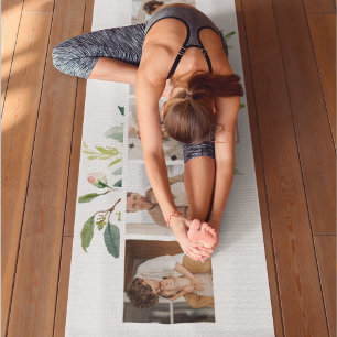 Tapis De Yoga Photo Famille Collage Branché Avec Fleurs Cadeau