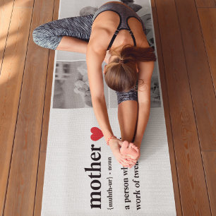 Tapis De Yoga Photo & Texte Moderne Coeur Rouge Mère Cadeau