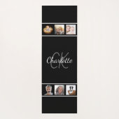 Tapis De Yoga Photographie de script noir blanc monogramme (Dos)