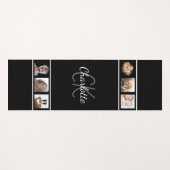 Tapis De Yoga Photographie de script noir blanc monogramme (Devant (Horizontal))