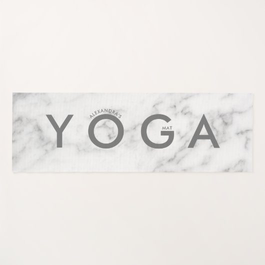 Tapis De Yoga Pierre de marbre blanc Faux (Devant (Horizontal))