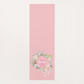 Tapis De Yoga Pink assez élégant Script Monogramme Rose Floral (Dos)