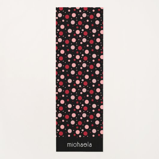 Tapis De Yoga Pink Black Dot Circle Geometric Pattern Retro (Devant)