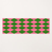 Tapis De Yoga Pink Green Harlequin Checkered Design  (Devant (Horizontal))