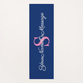 Tapis De Yoga Pink Initial, Élégant texte de script, Royal Blue (Devant)