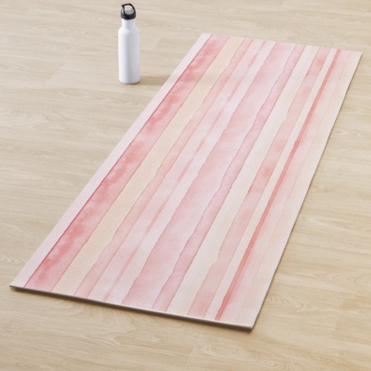 Tapis De Yoga Pink Peach Blush Stripes (En situation)