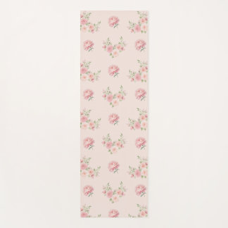 Tapis De Yoga Pink Peony and Rose Pattern