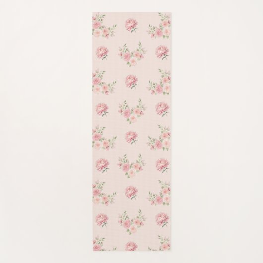 Tapis De Yoga Pink Peony and Rose Pattern (Devant)