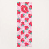 Tapis De Yoga Pink Red Strawberries Floral  Pattern Monogram (Devant)