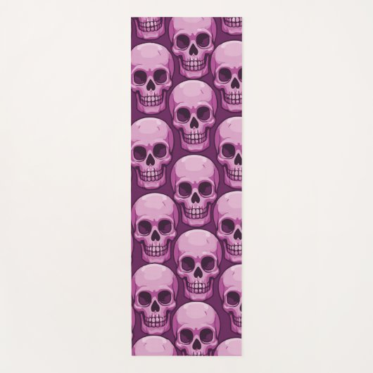Tapis De Yoga Pink Skull Pattern – Bold Repeating Design (Devant)