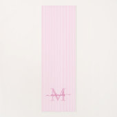 Tapis De Yoga Pink & White Stripes Monogram Name (Devant)
