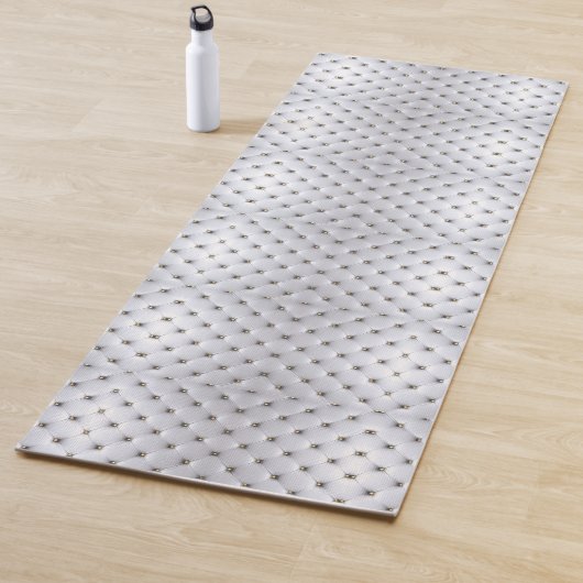 Tapis De Yoga Pintuck look blanc et or élégant (En situation)