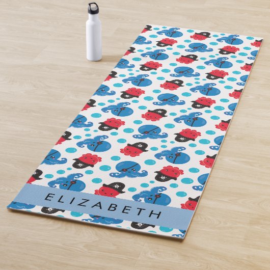 Tapis De Yoga Pirate Octopus, Motif Octopus, Mer, Votre Nom (En situation)