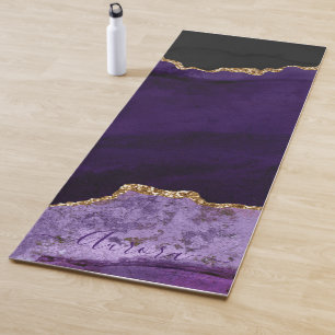 Tapis De Yoga PixDezines Aquarelle Agate, Purple Faux Parties sc