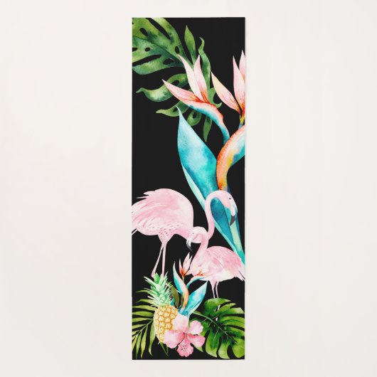 Tapis De Yoga PixDezines FLAMANTS ROSES ROSE, THÈME TROPICAL (Dos)