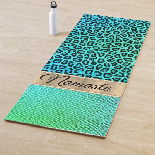 Tapis De Yoga Pixel Neon Green Leopard Personnalisé (En situation)