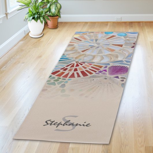 Tapis De Yoga Plage à monogramme de nom sur le thème