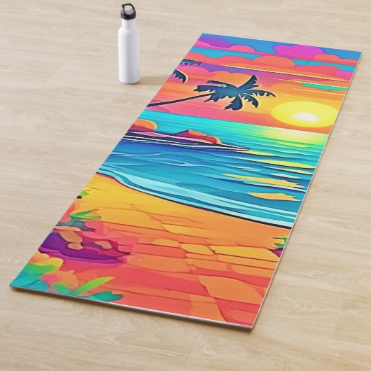 Tapis De Yoga Plage de coucher de soleil tropicale (En situation)