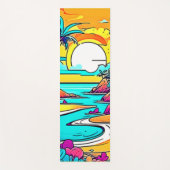 Tapis De Yoga Plage de coucher de soleil tropicale animée (Devant)