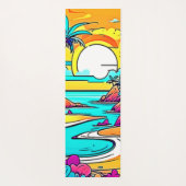Tapis De Yoga Plage de coucher de soleil tropicale animée (Dos)